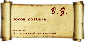 Boros Zoltána névjegykártya